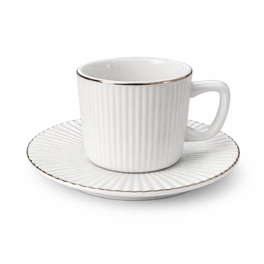 12 Pcs Ceramic Coffee Cup & Saucer 12set/ctn