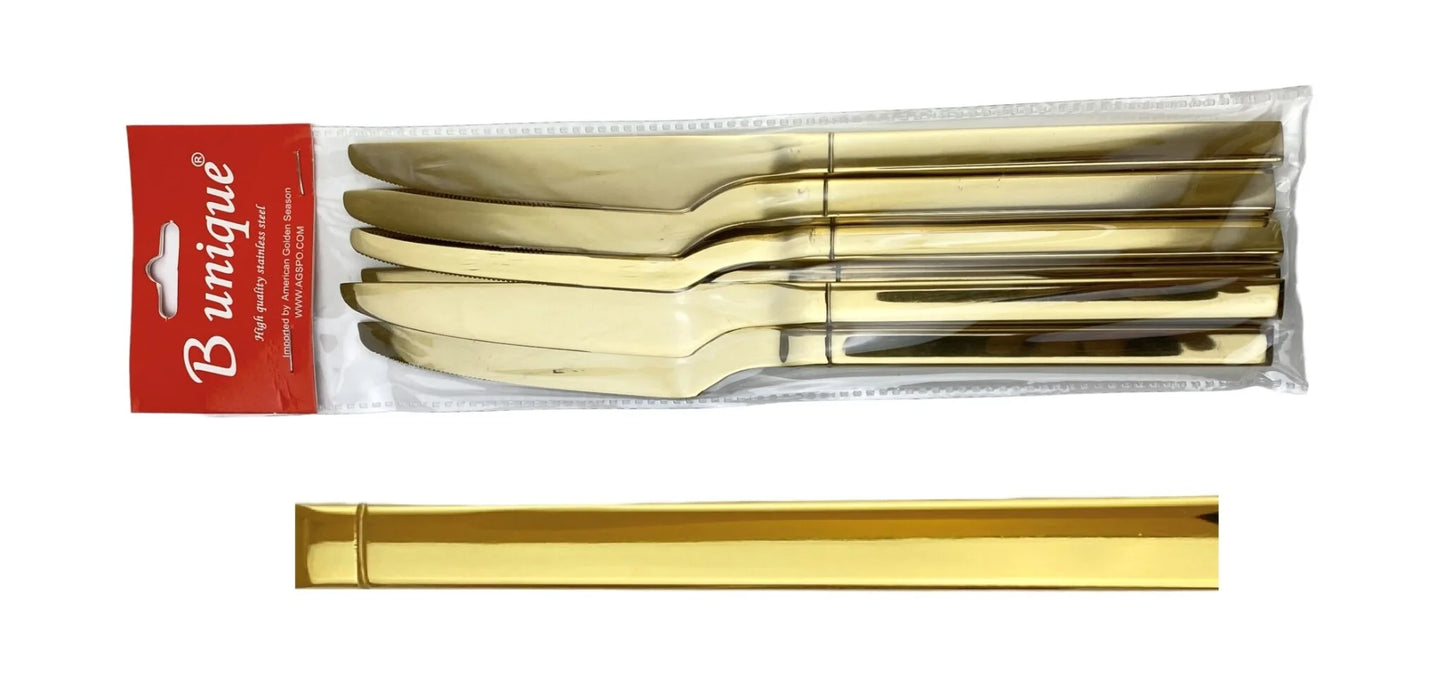 6 Pc Stainless Steel Gold Fruit Knife Set – 50 Set/Ctn