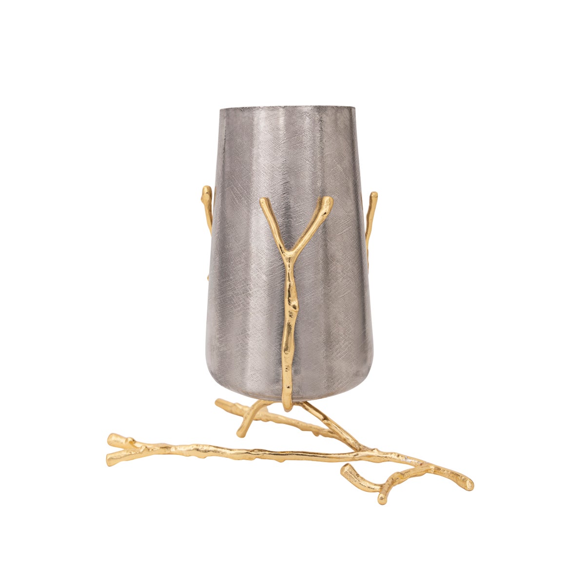 Flower Vase Branch Footed Brass & S/S Brushed 24cm