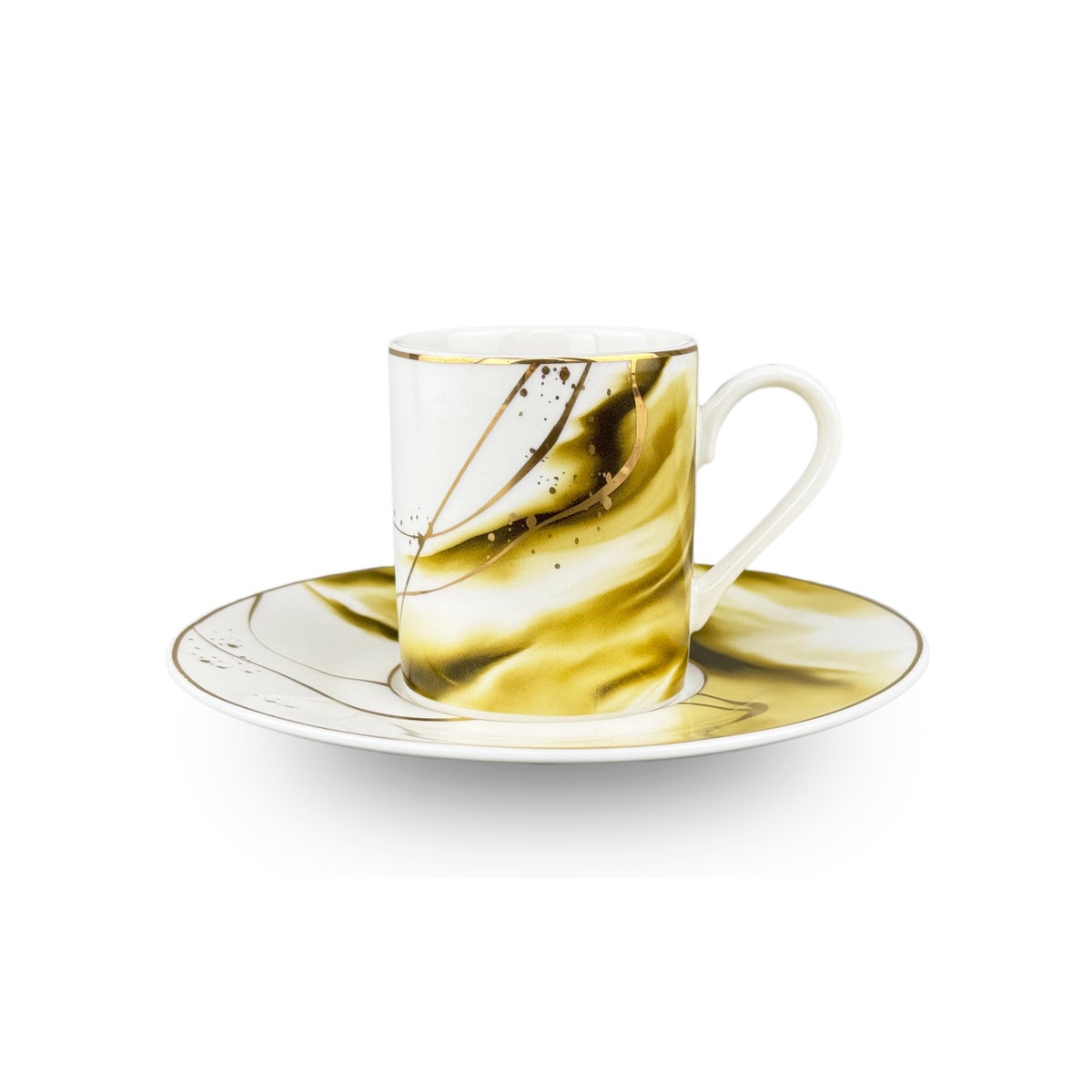 Coffee Cups 12pc Set 100cc Bonc China w/Real Gold Rims Purple