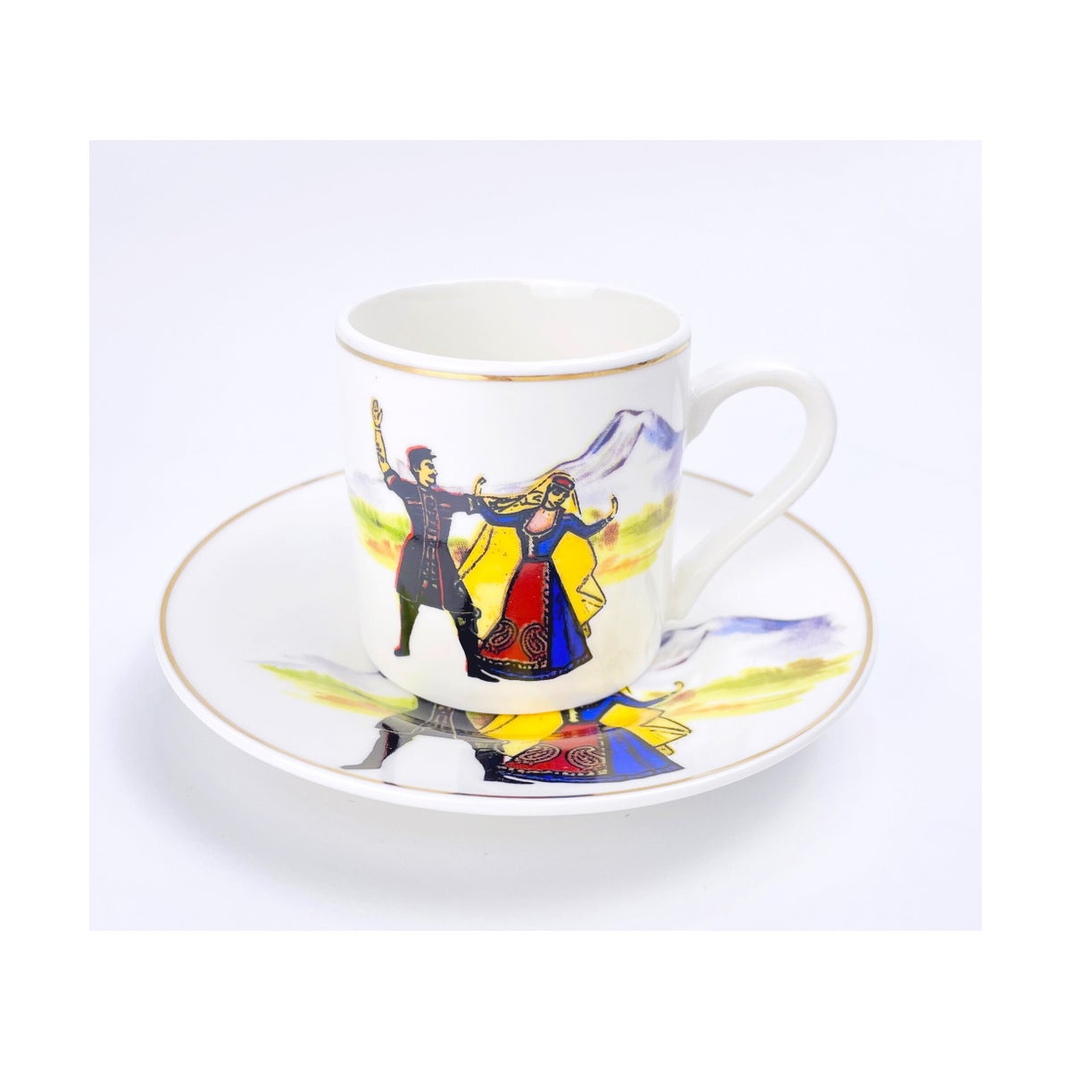 Coffee Cup 12pc Set 100cc Bone China Dancing Couples