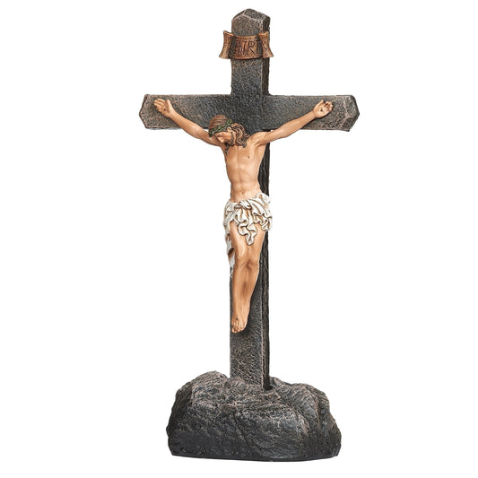 8.75"H 2PC ST CRUCIFIX IN ROCK BLACK