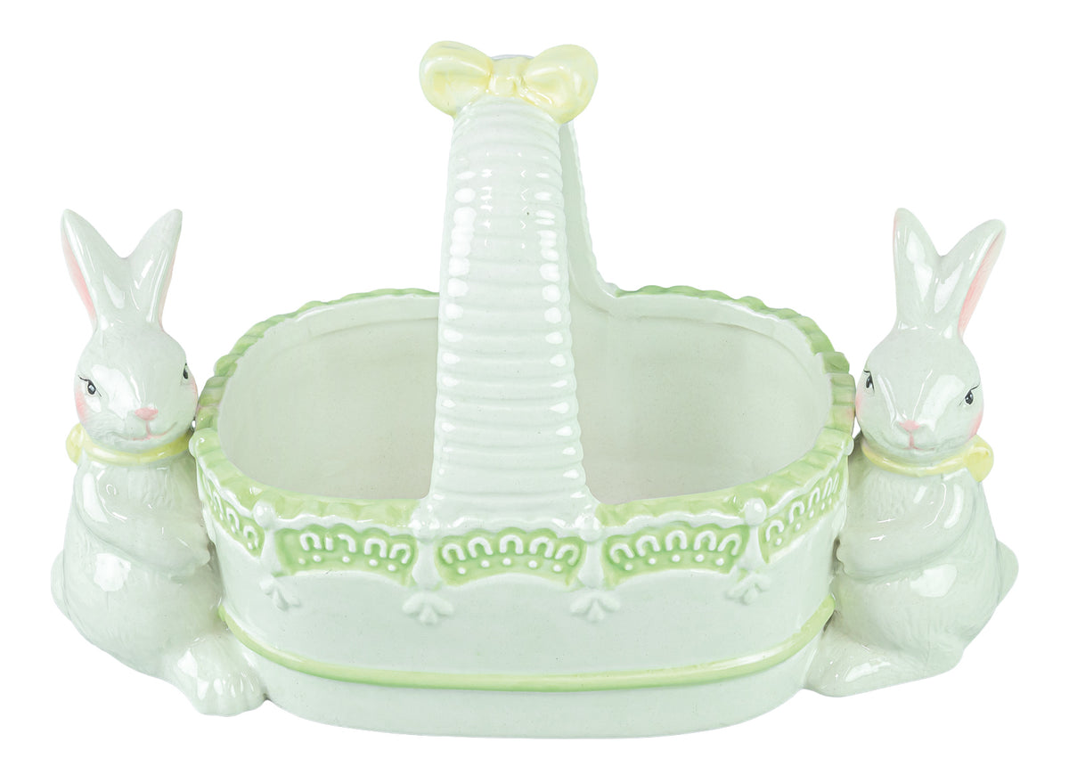 BUNNY TWINS CERAMIC BASKET
