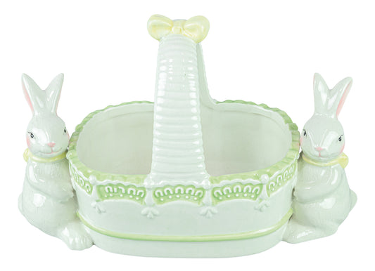 BUNNY TWINS CERAMIC BASKET