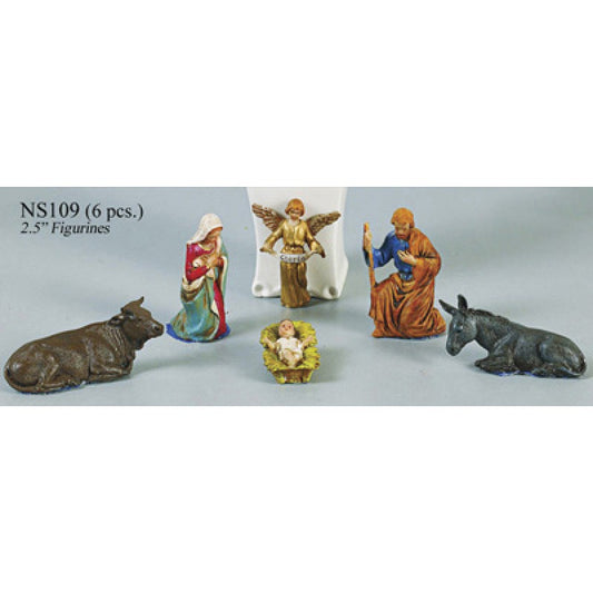 NATIVITY SET 11 PC 6INCH W/WOODEN STABLE