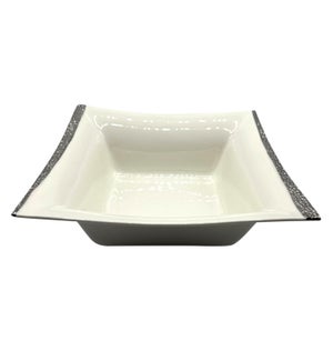 Serving Bowl Square 10inch Square Bone China White Silver