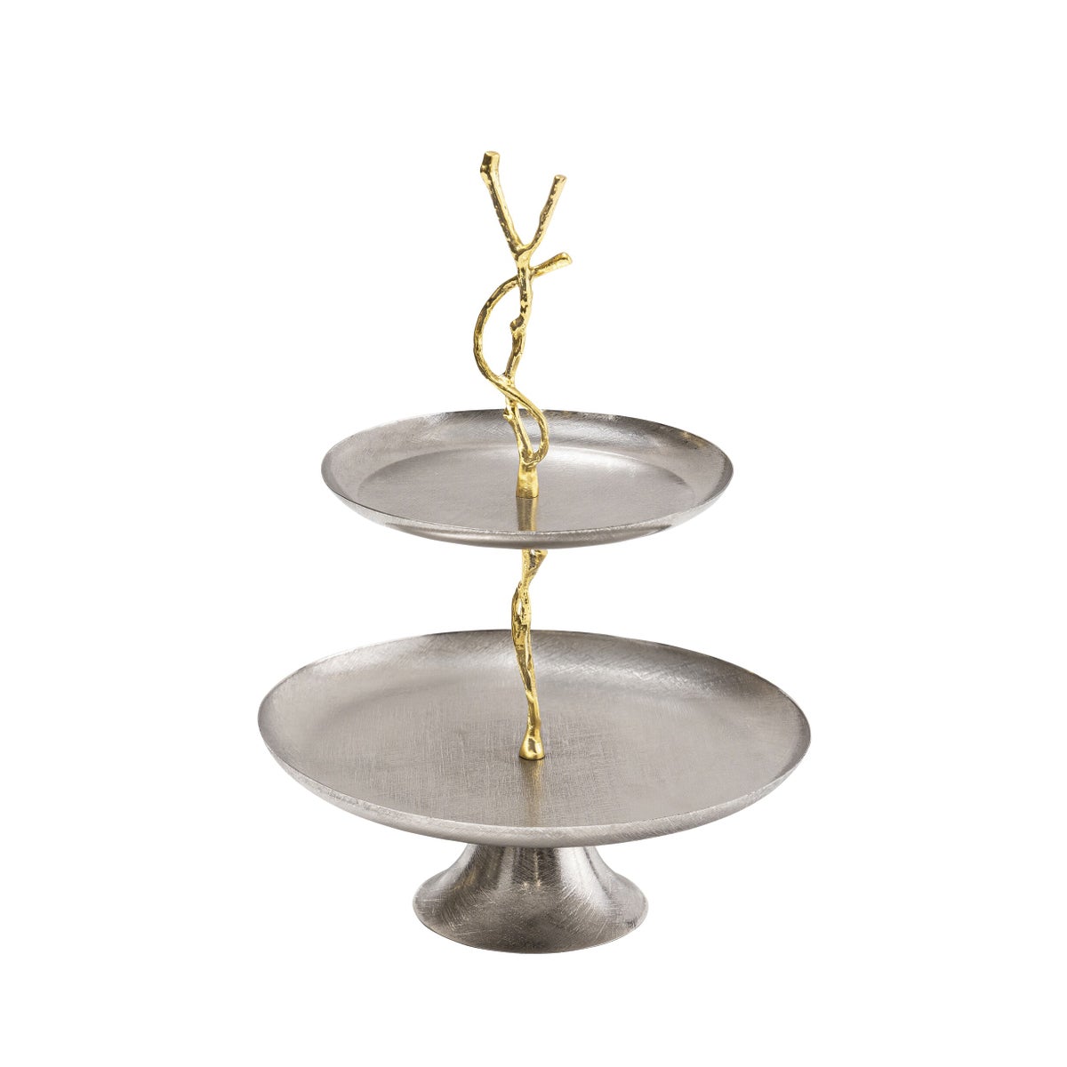 2 Tier Serving Plate Branch Brass & S/S Brushed 26cm and 24cm