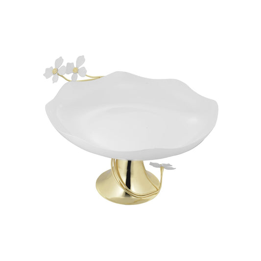 Fruit Bowl Footed S/S Enamel Coating and Brass Base 13inch