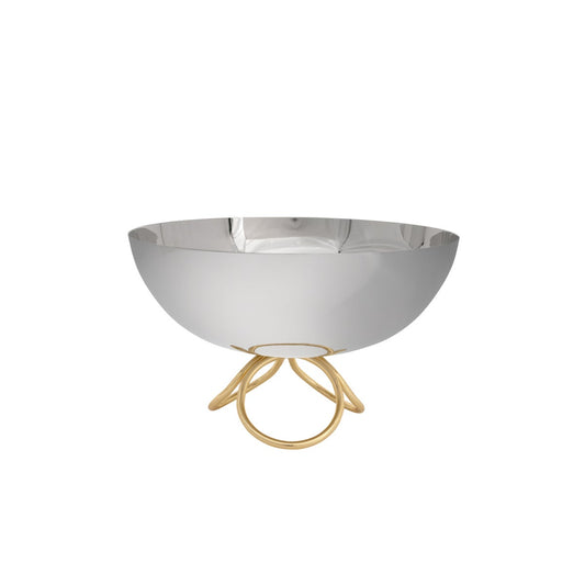 Round Branch Footed Bowl Brass & S/S Shiny 20cm
