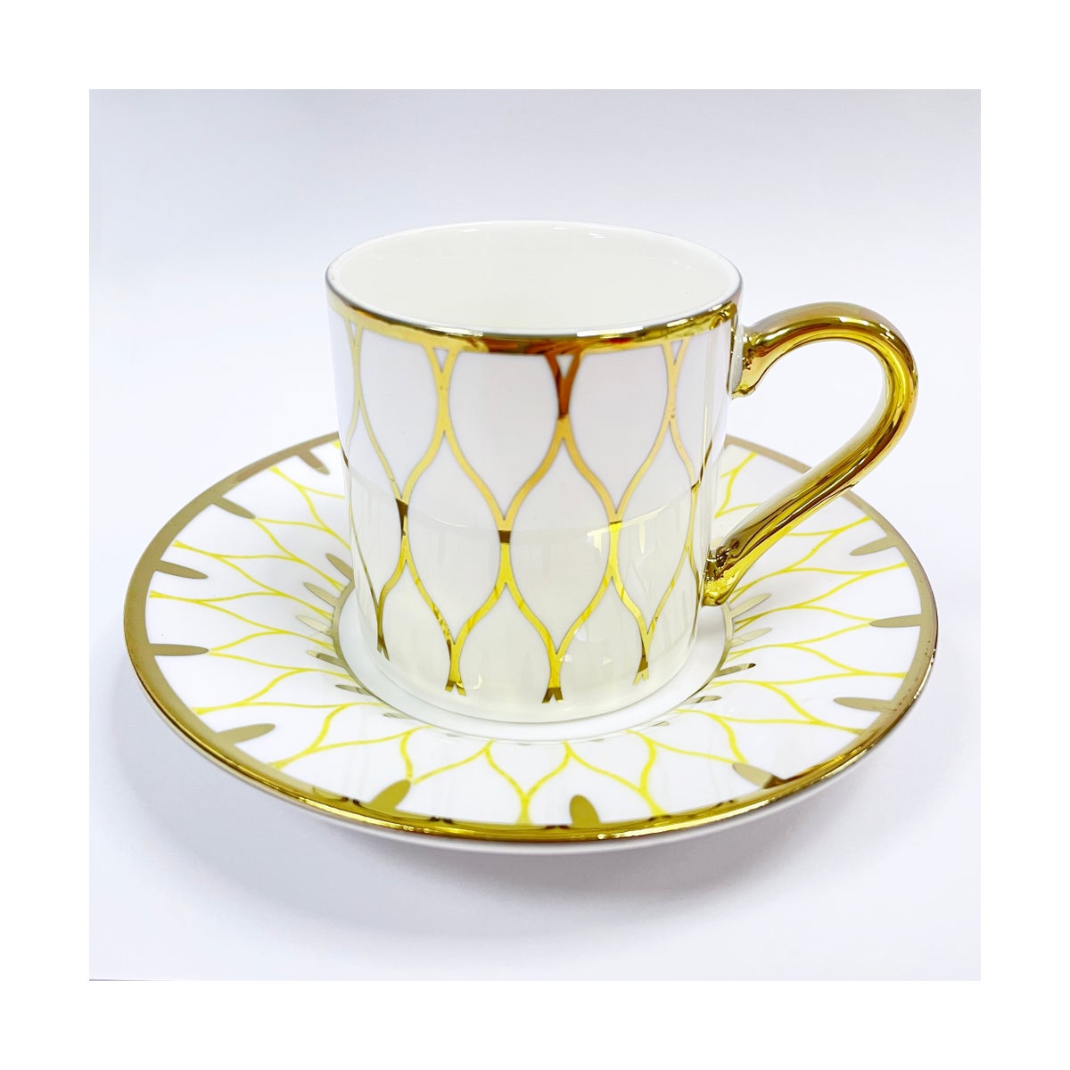 Coffee cups 12pc Set Bone China 100cc Gold & White