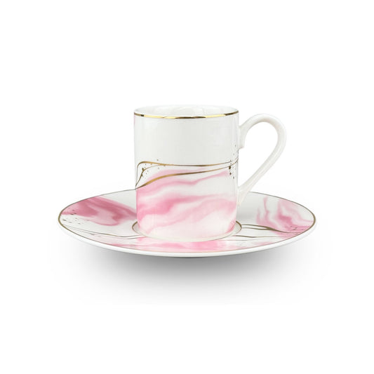 Coffee Cups 12pc Set 100cc Bone China w/Real Gold Rims Pink