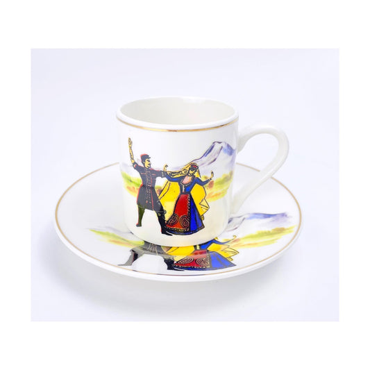 Coffee Cup 12pc Set 100cc Bone China Dancing Couples